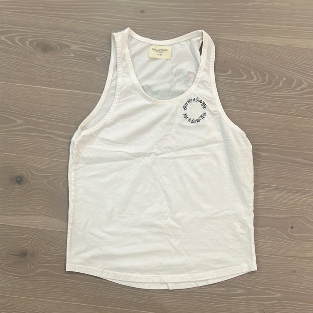 Cotton On White Graphic Tank HERE FOR A GOOD TIME NOT A LONG TIME